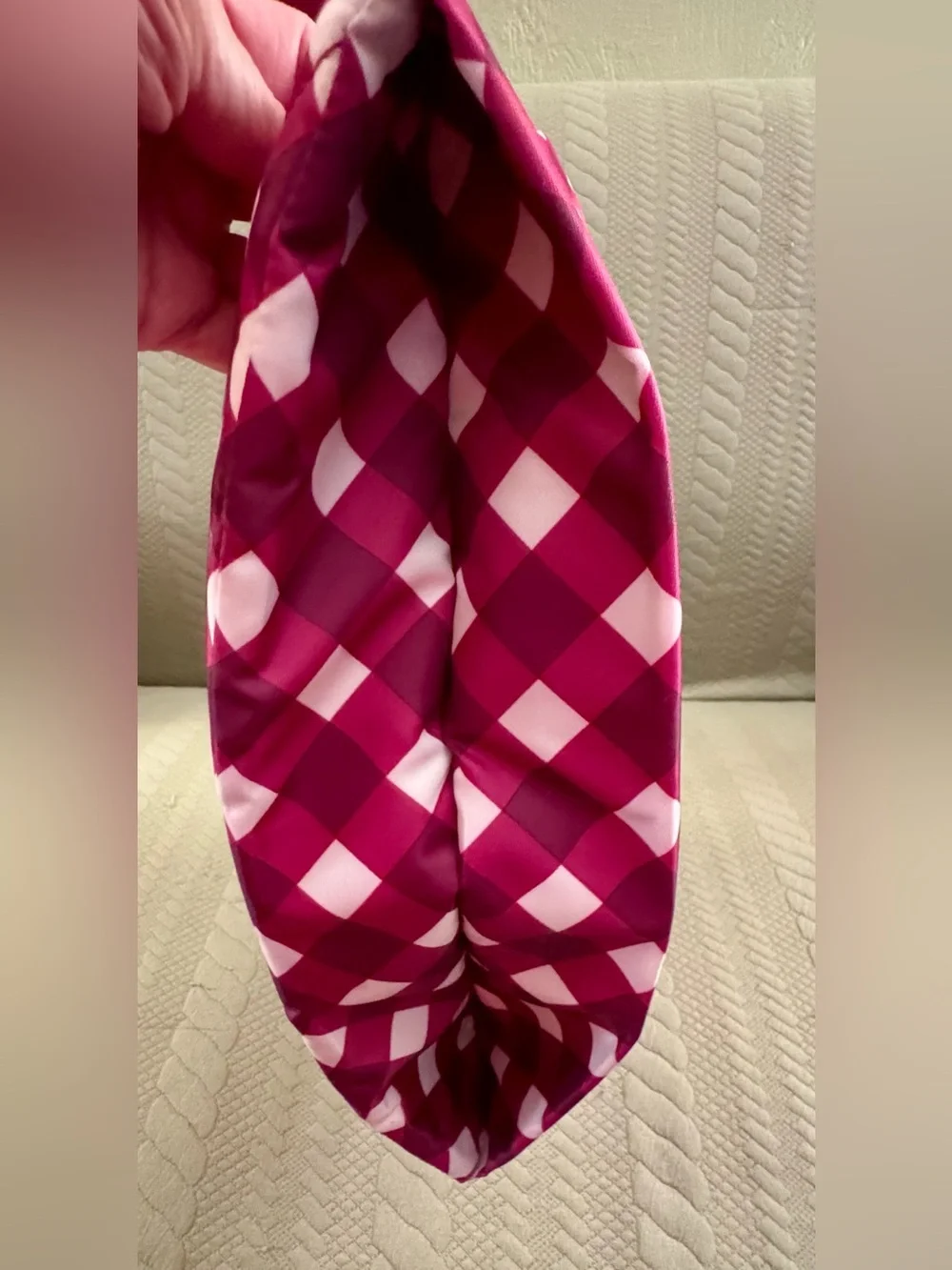 Lug Tuck Hot Iron Pouch Gingham Berry NWOT